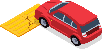 ⾞両等の荷重が加わると、荷重によりブロックの沈下や破損がある